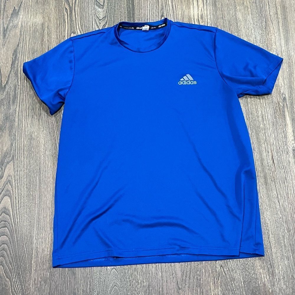 Adidas Crewneck T-Shirt Short Sleeve Pullover Athletic Fit Royal Blue Size XL